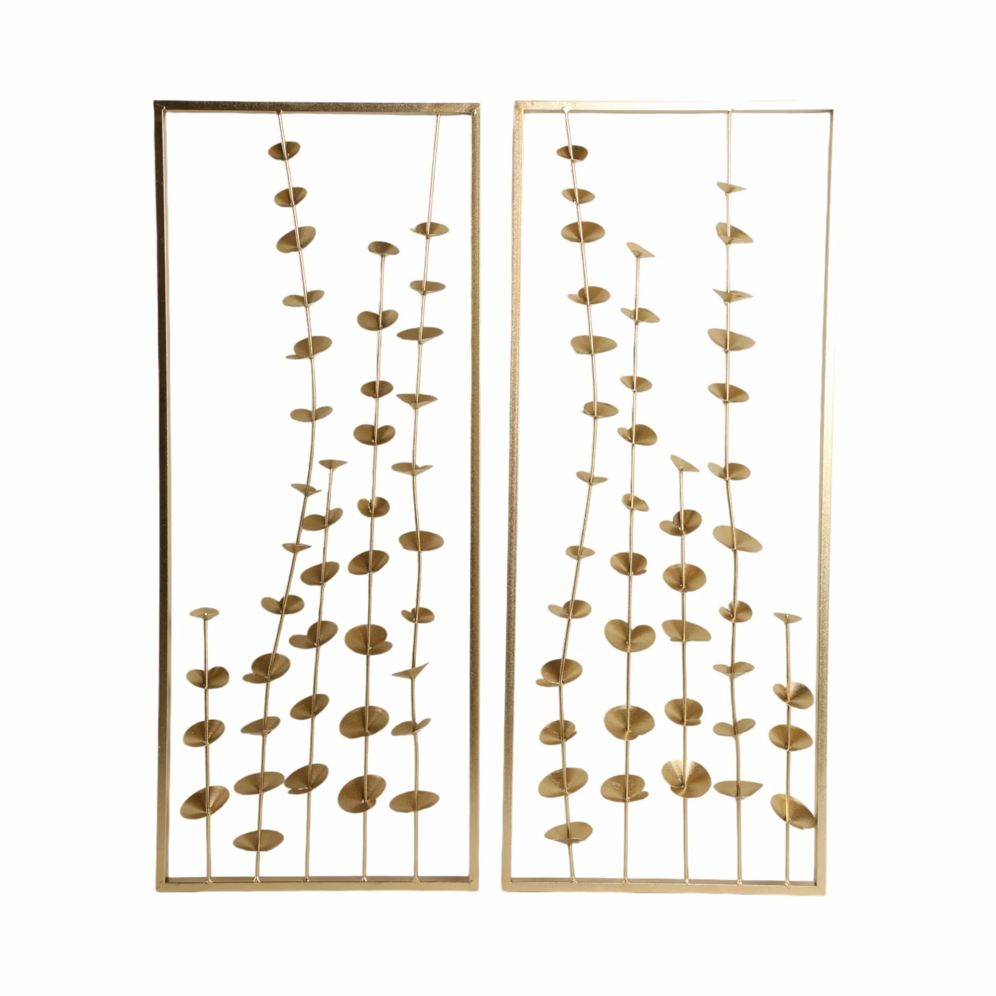 S/2 32" Small Blooms Metal Wall Panels, Gold