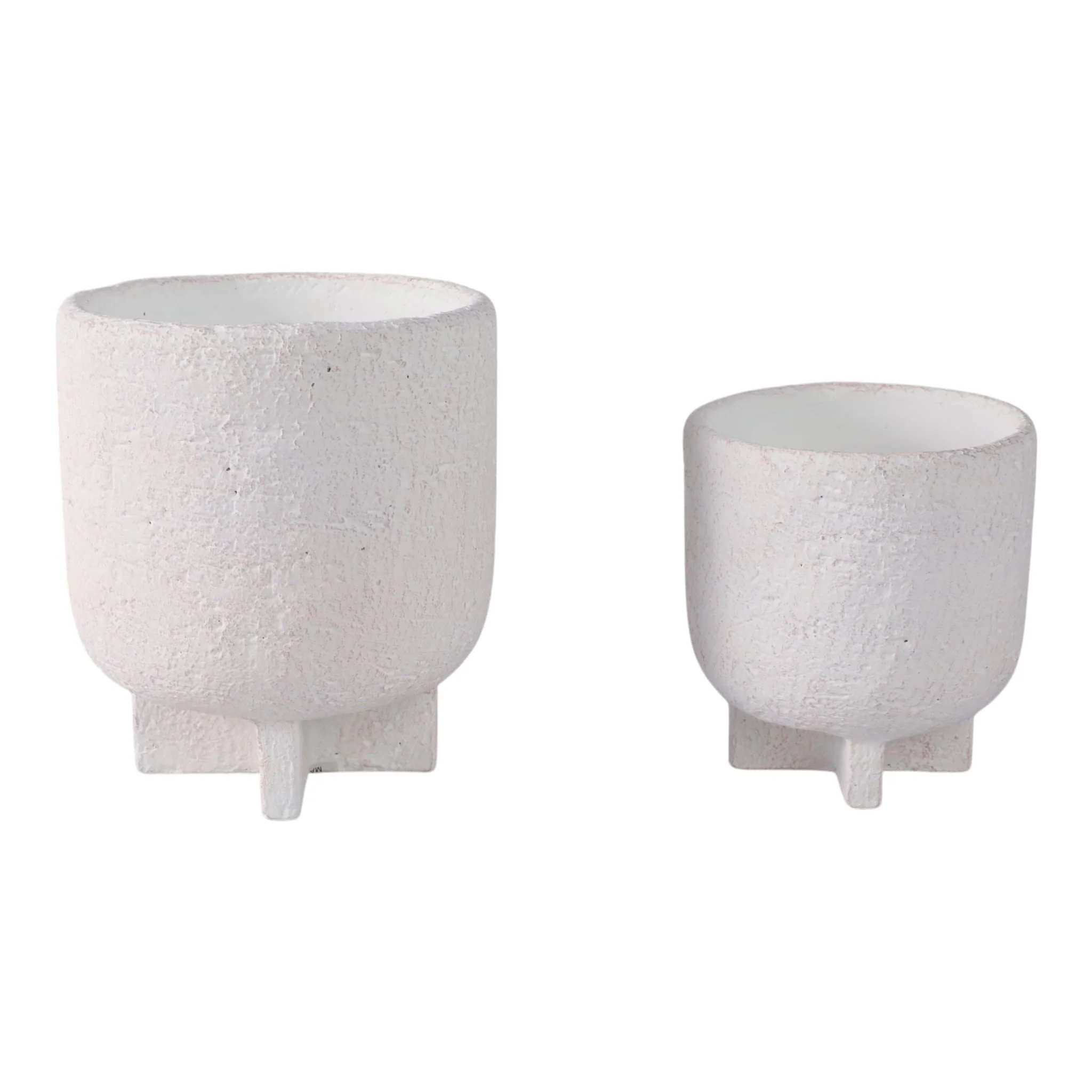 S/2 6/7" Modern Footed Planters, White