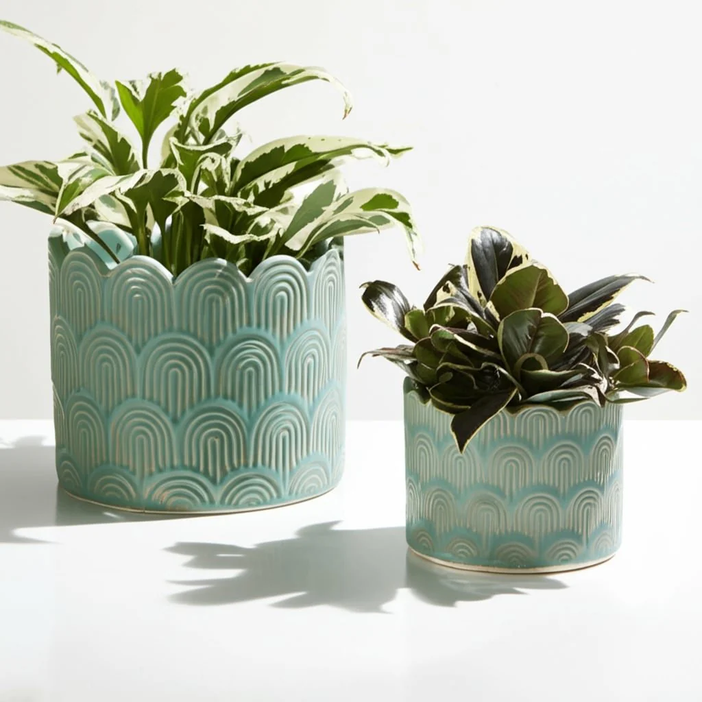 S/2 6/8" Arch Planters, Sage Green - Image 12