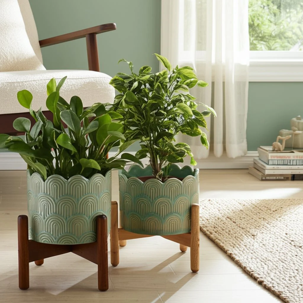 S/2 6/8" Arch Planters, Sage Green - Image 9
