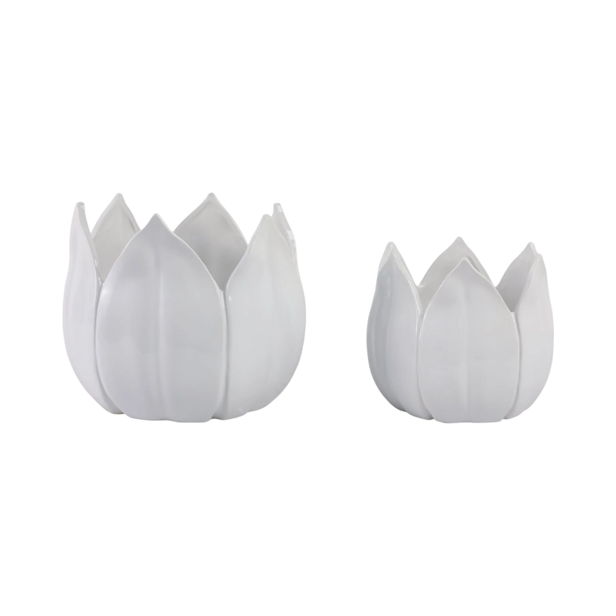 S/2 9/12" Petal Planters, White