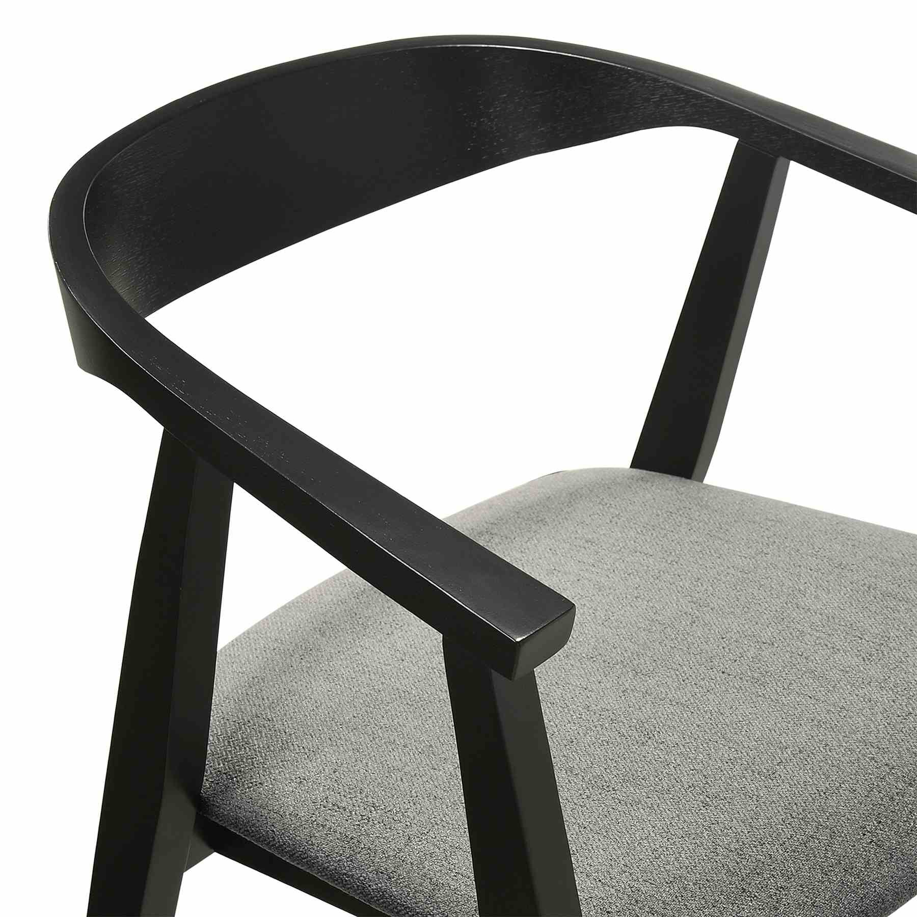 Santana 7 Piece Round Black Wood Dining Table Set with Charcoal Fabric - Image 6