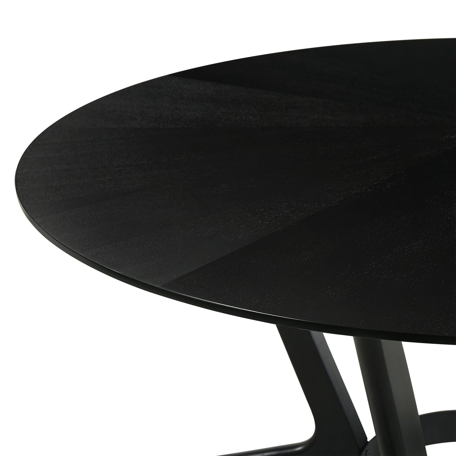 Santana 7 Piece Round Black Wood Dining Table Set with Charcoal Fabric - Image 8