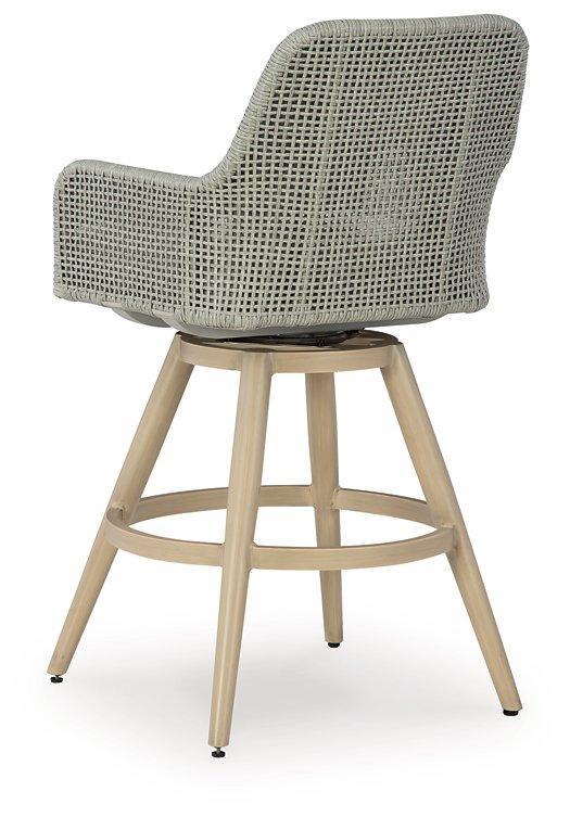 Seton Creek Outdoor Bar Height Barstool with Cushion (Set of 2) - Image 9