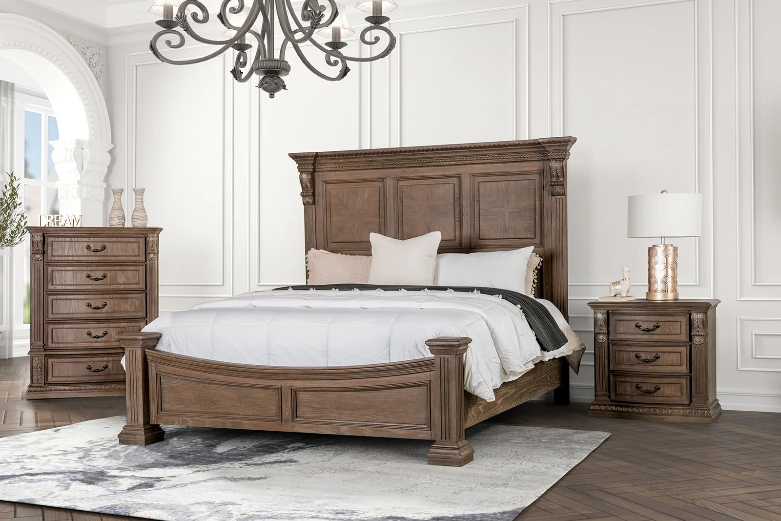 Sevenoaks Queen Bed, Weathered Oak - Image 3