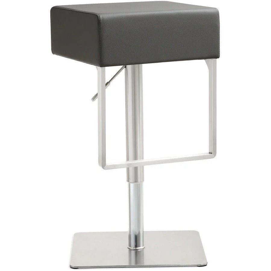 Seville Grey Performance Vegan Leather and Stainless Steel Adjustable Barstool