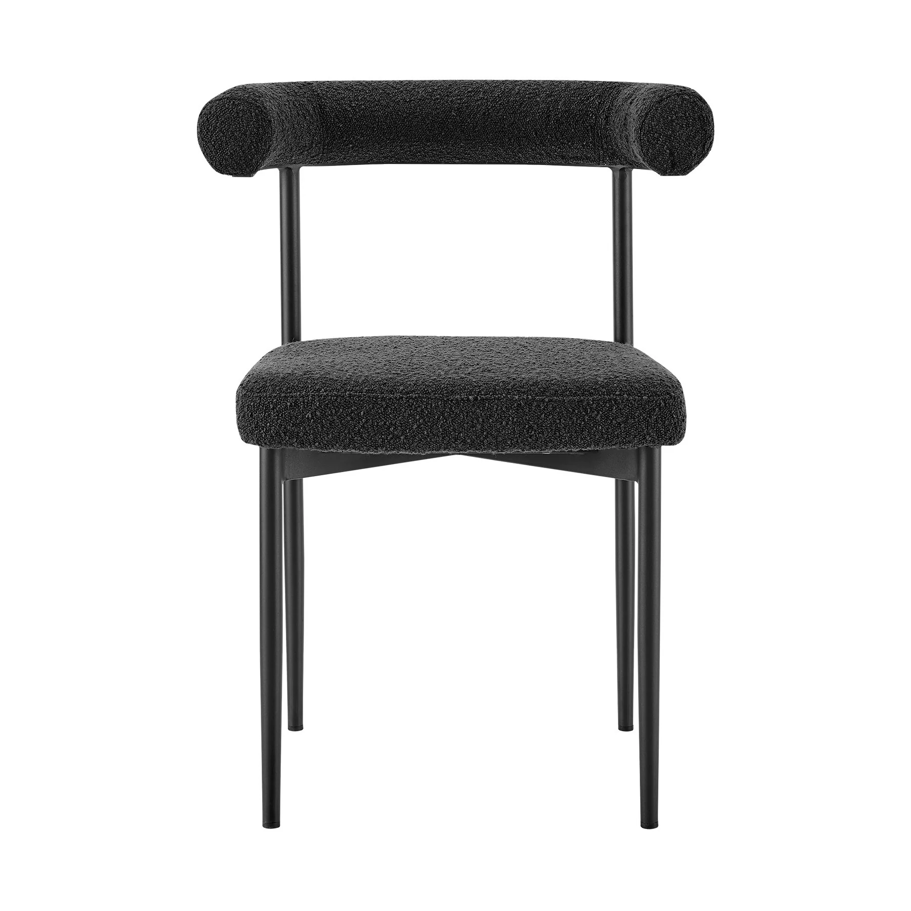 Shannon Dining Chair with Matte Black Iron and Black Fabric - Set of 2 - Image 3