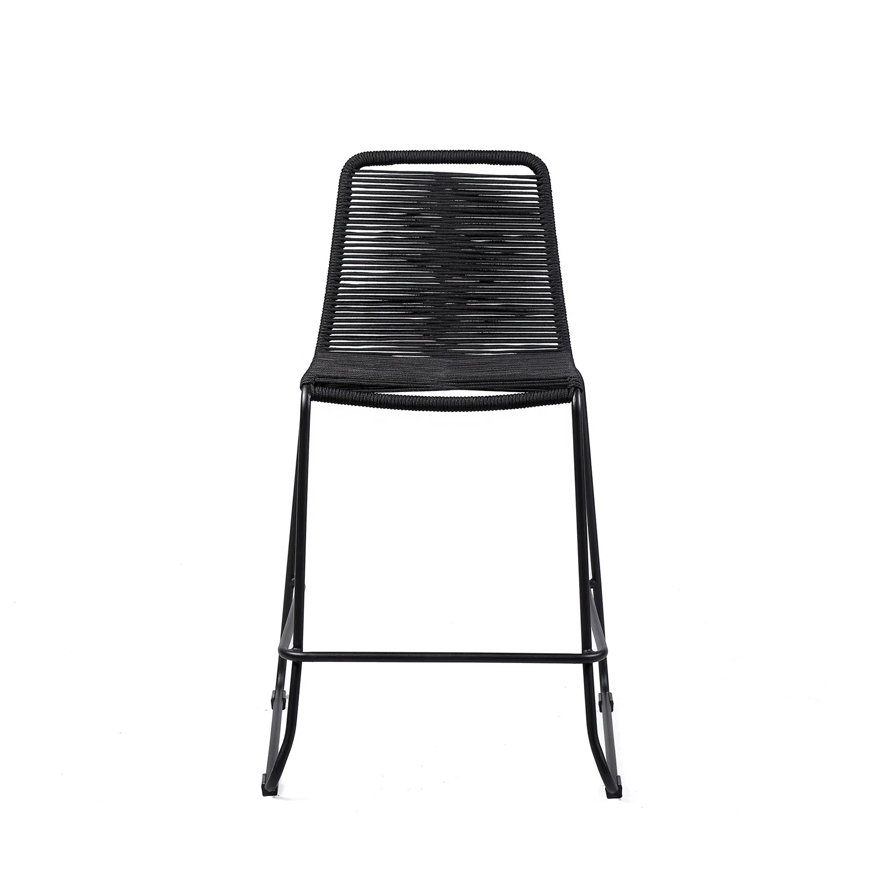 Shasta 26" Outdoor Metal and Black Rope Stackable Counter Stool - Image 2