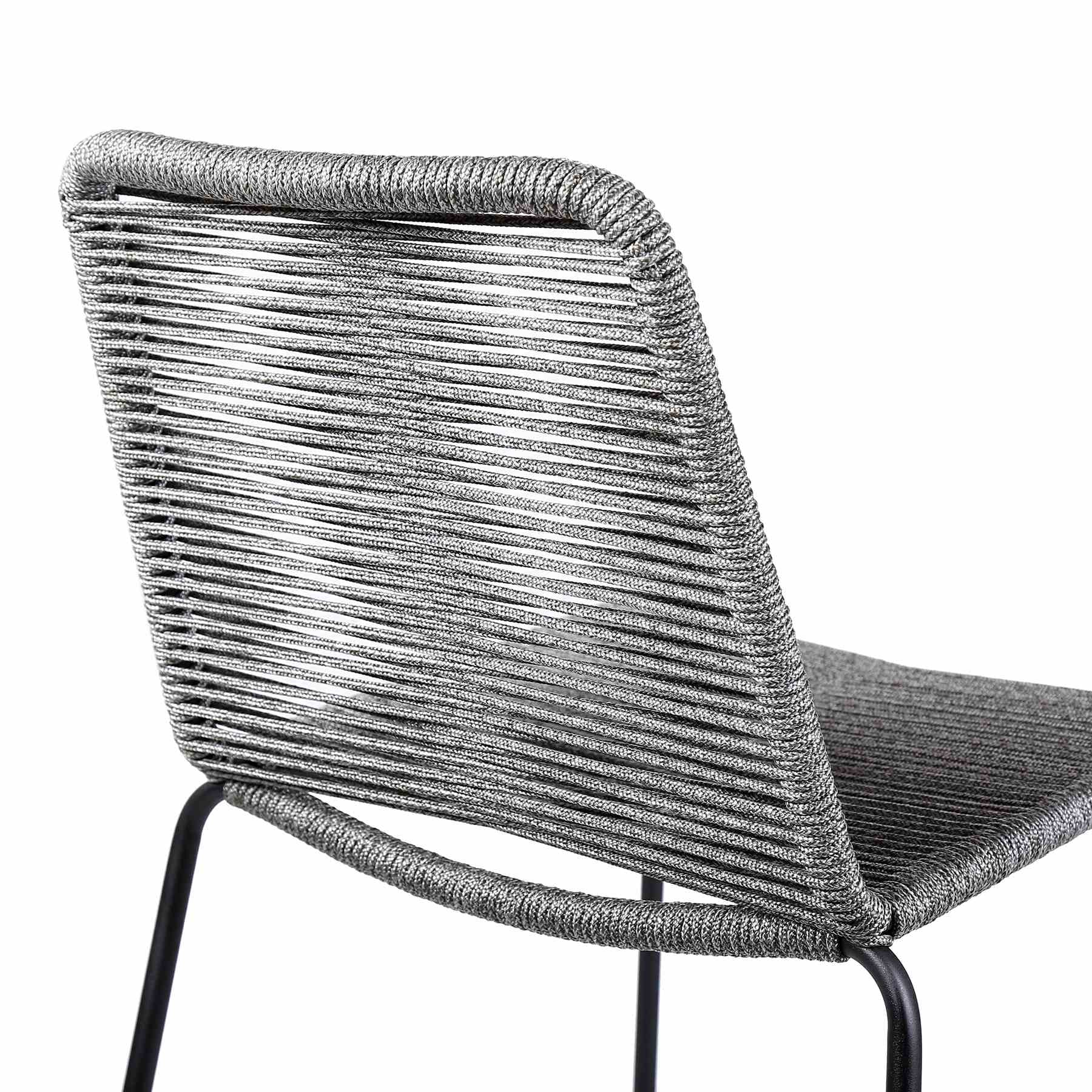 Shasta 26" Outdoor Metal and Gray Rope Stackable Barstool - Set of 2 - Image 5