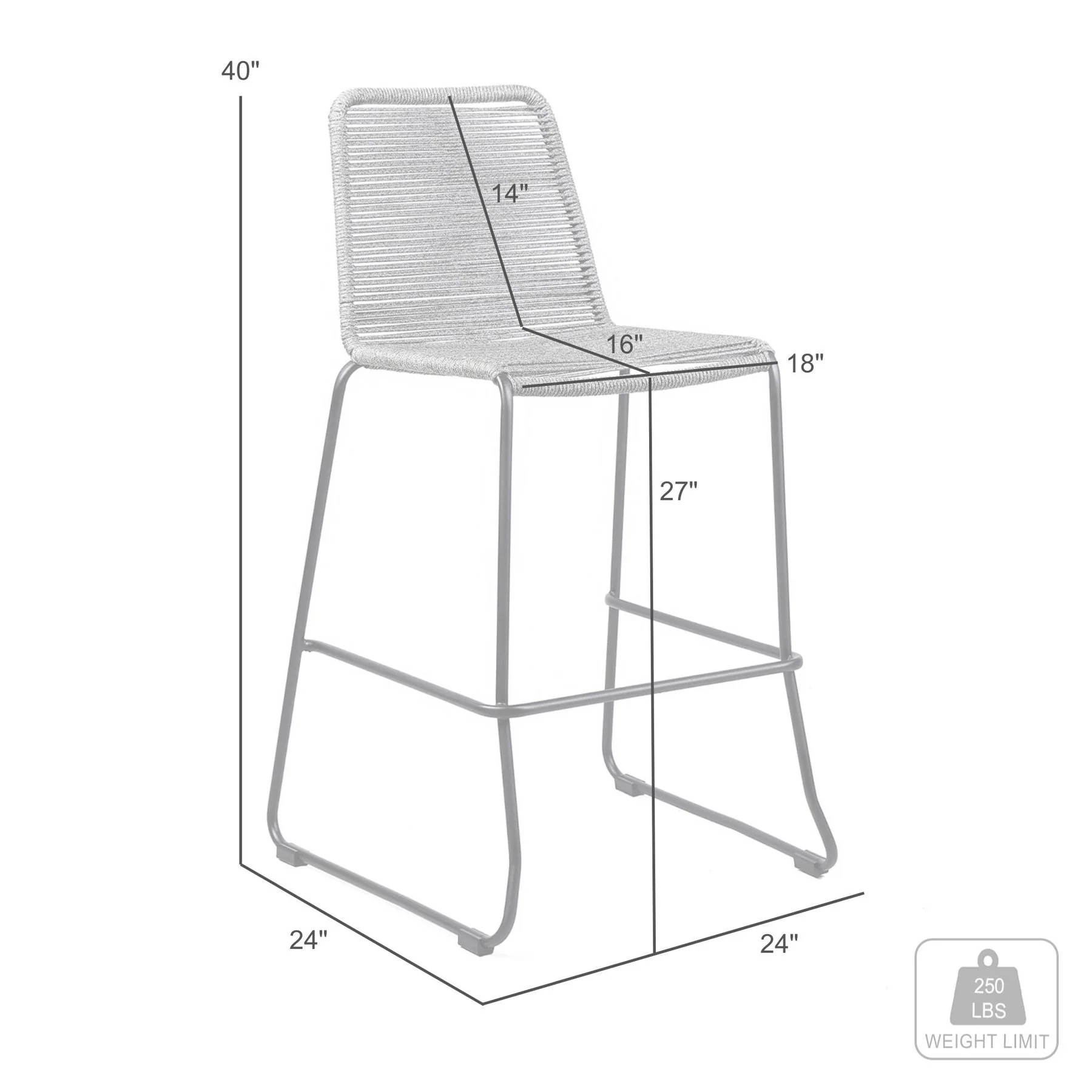 Shasta 26" Outdoor Metal and Wasabi Rope Stackable Counter Stool - Set of 2 - Image 8