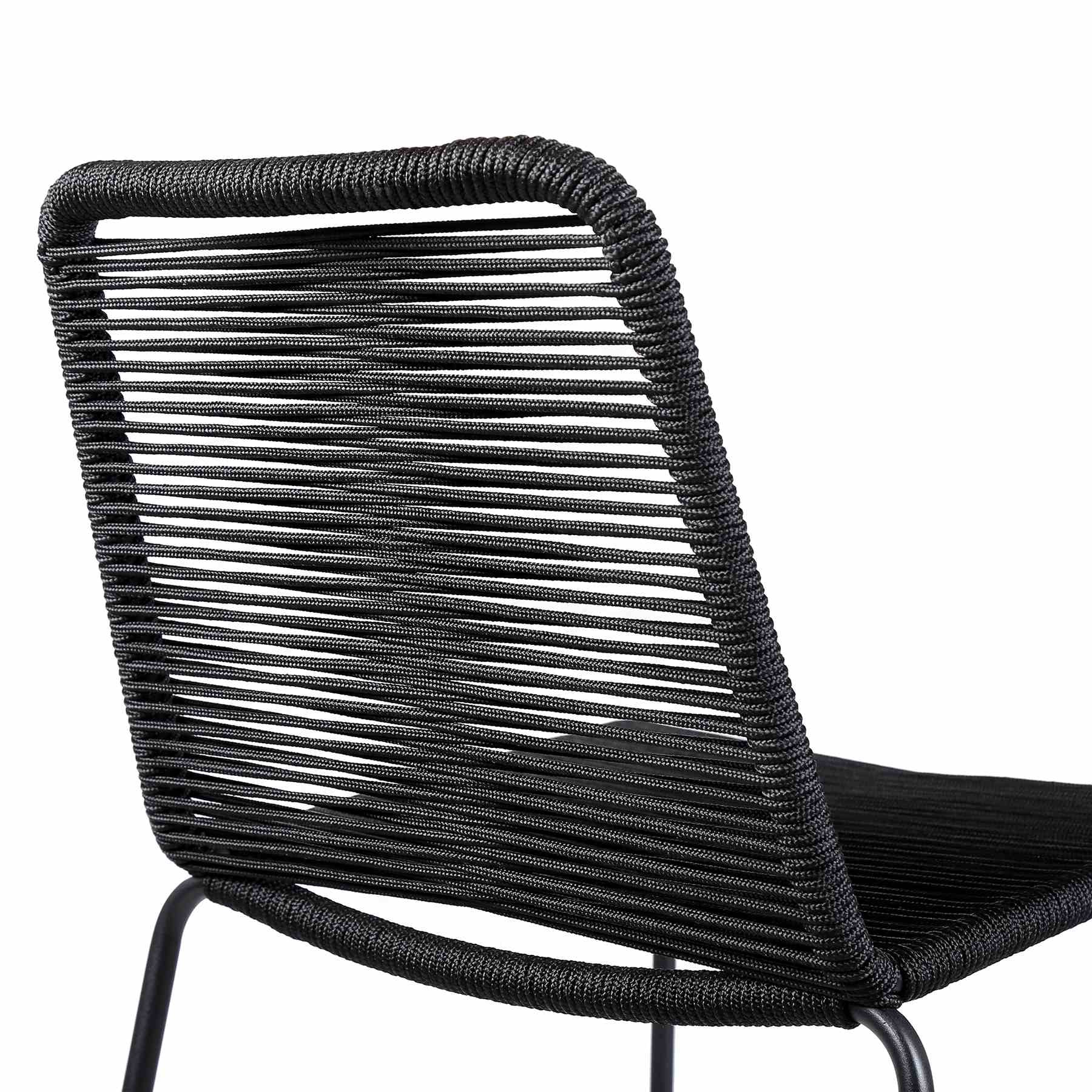 Shasta 30" Outdoor Metal and Black Rope Stackable Barstool - Image 5