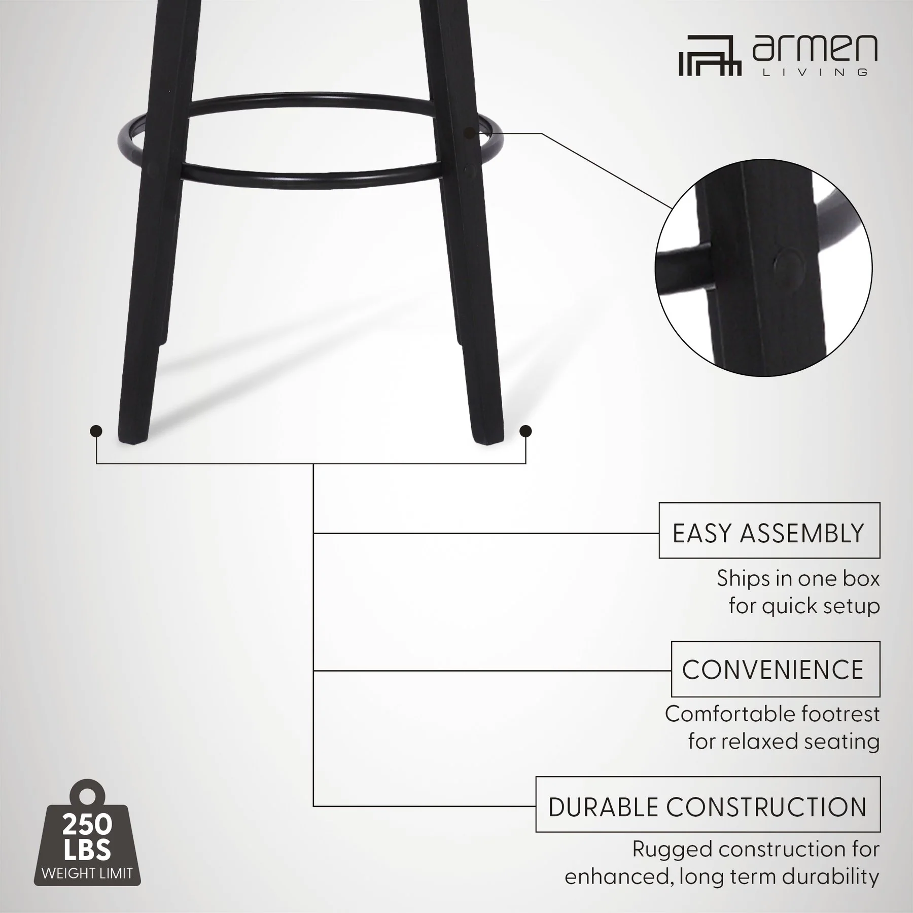 Shelly 30" Bar Height Swivel Gray Faux Leather and Black Wood Bar Stool - Image 9