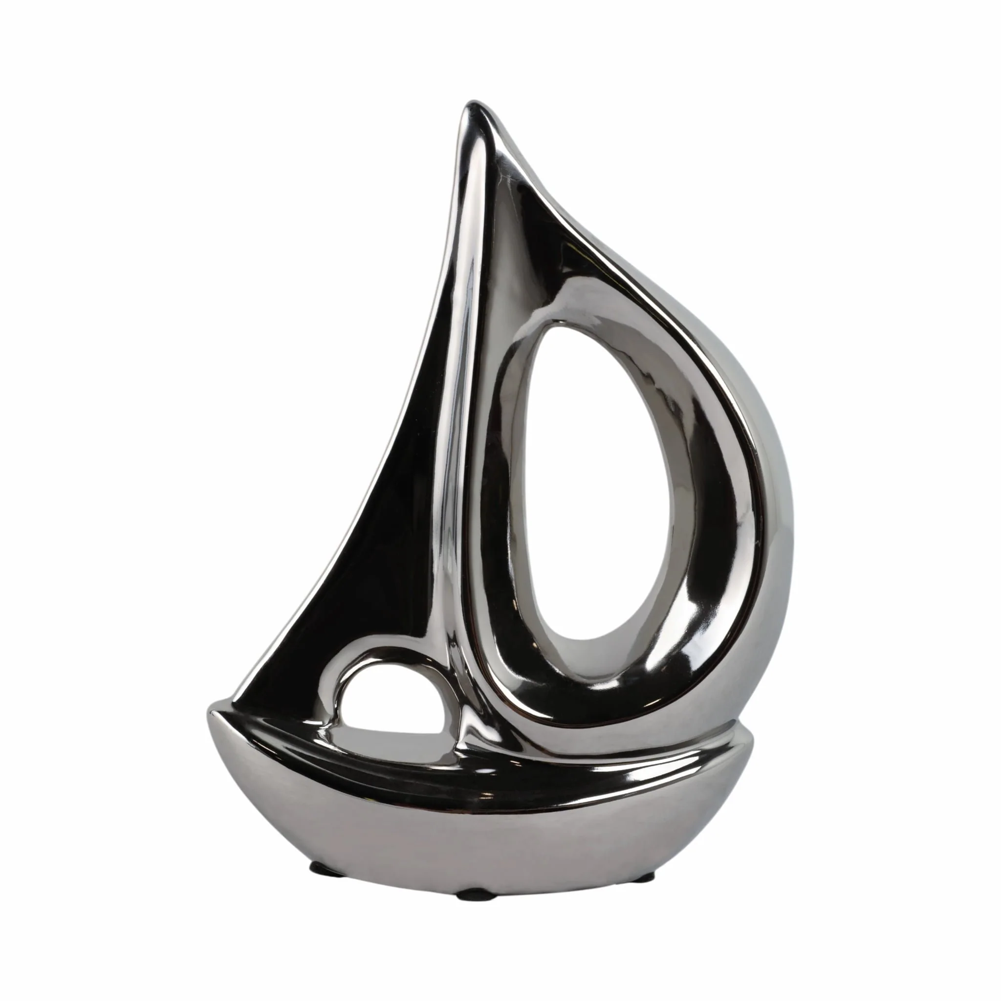 Silver Ceramic Sailboat 8