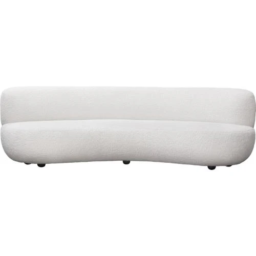 Simone Curved Sofa in White Faux Sheepskin Fabric