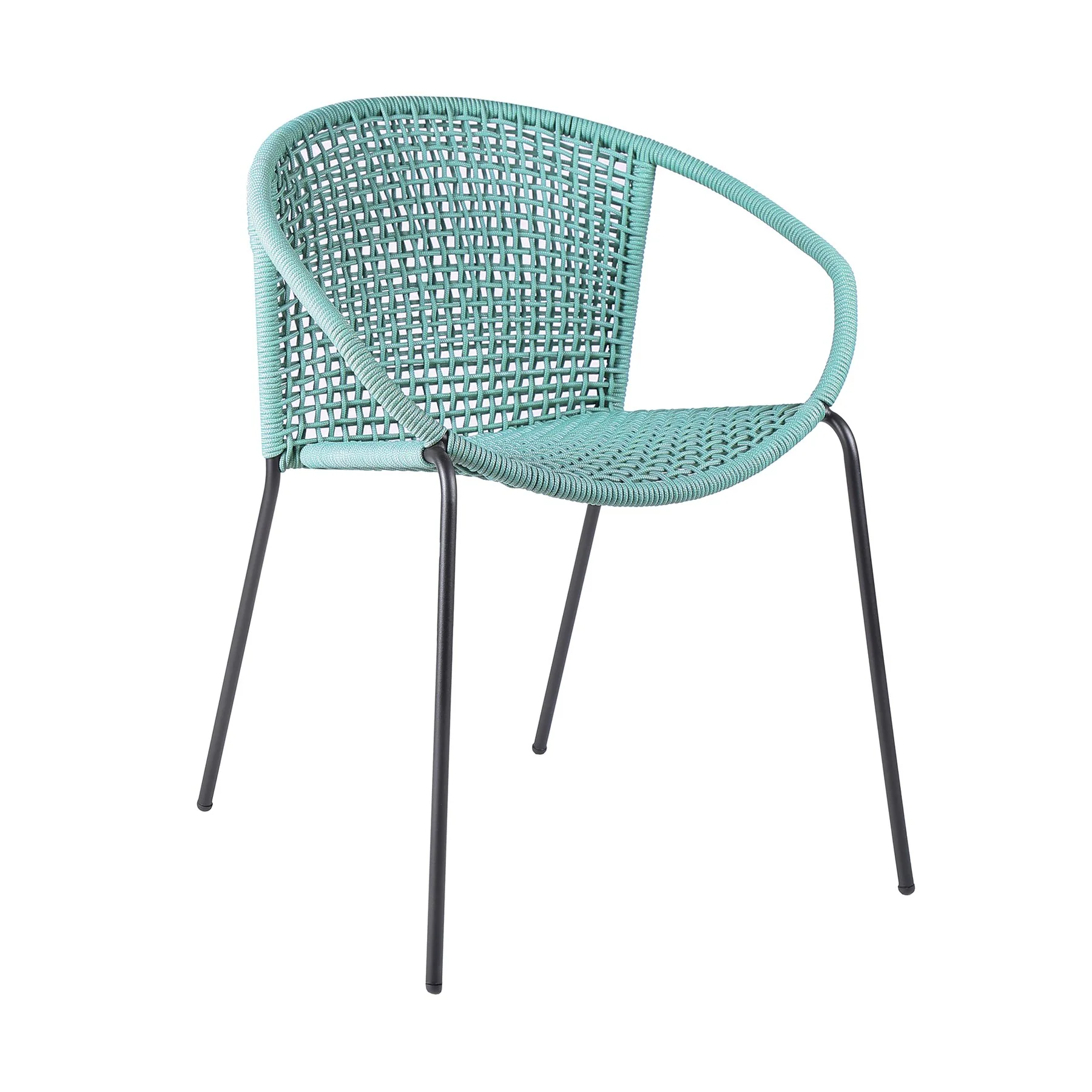 Snack Indoor Outdoor Stackable Steel Dining Chair with Wasabi Rope - Set of 2 - Image 2