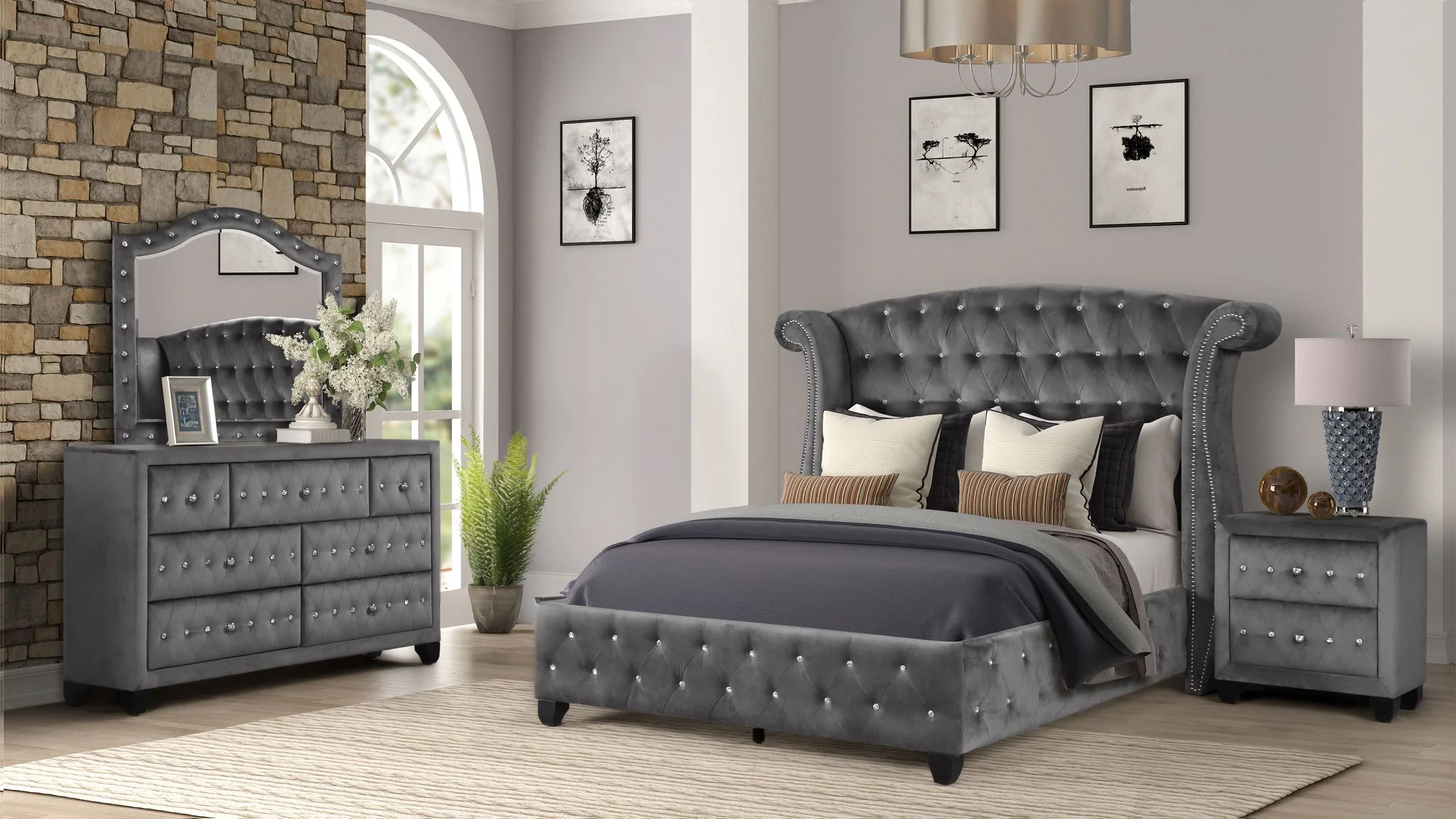 Sophia Full Bed 4 Grey