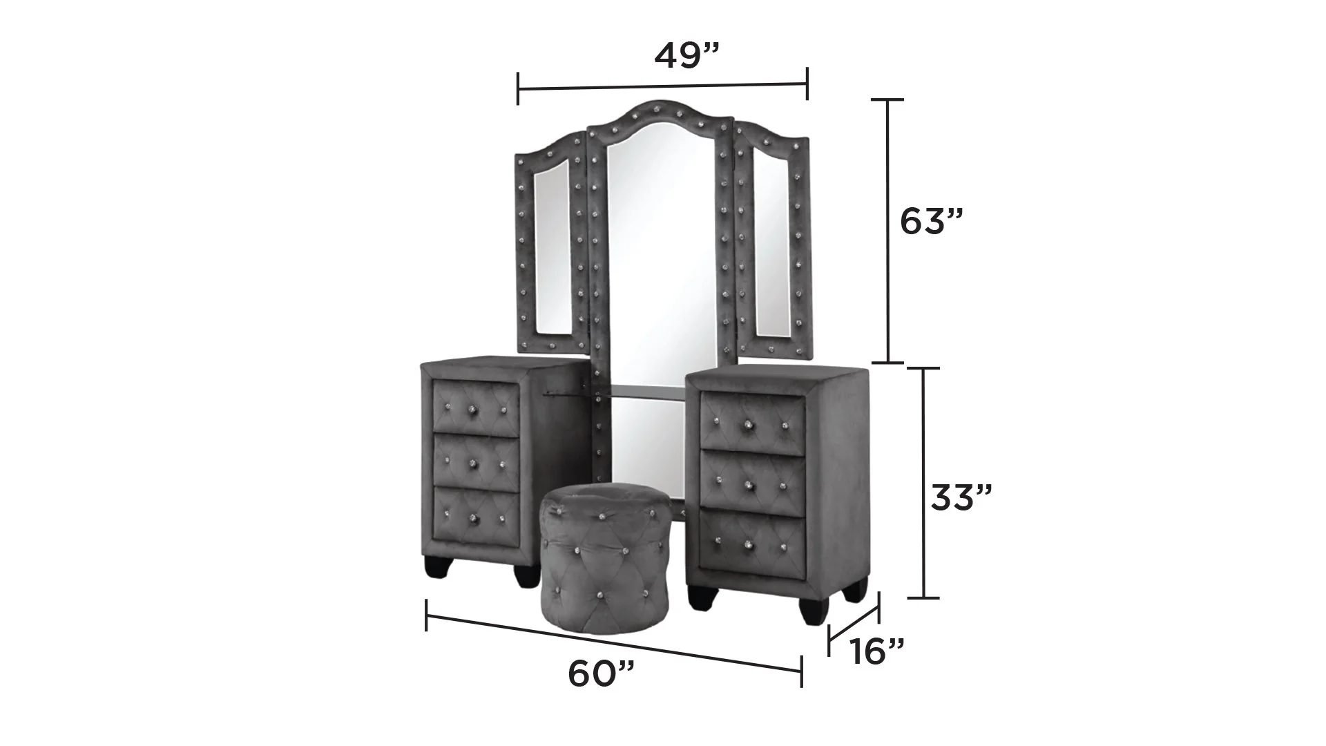 Sophia Queen Vanity 4 Grey - Image 7