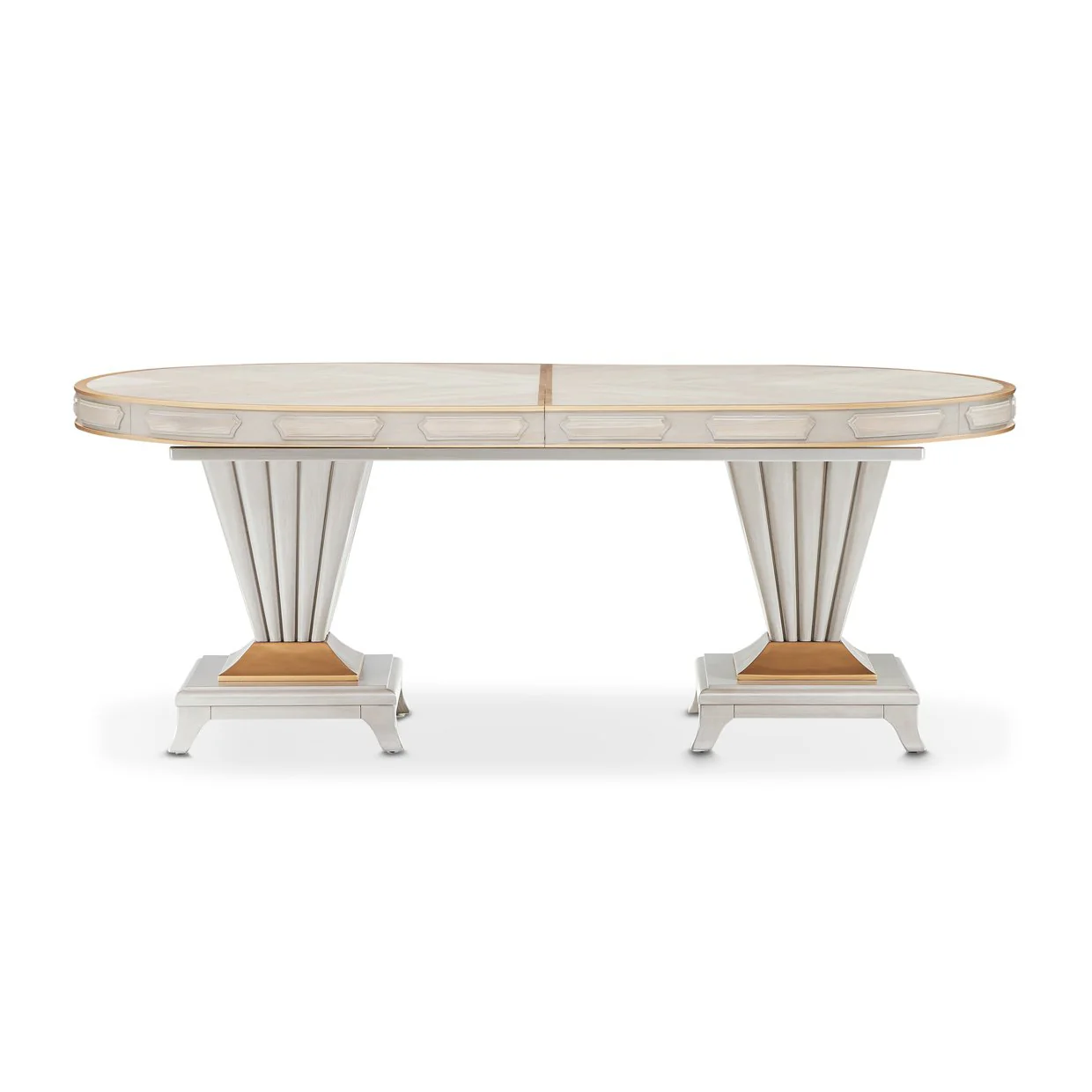 St. Charles Double Pedestal Dining Table - Dove Gray - Image 4