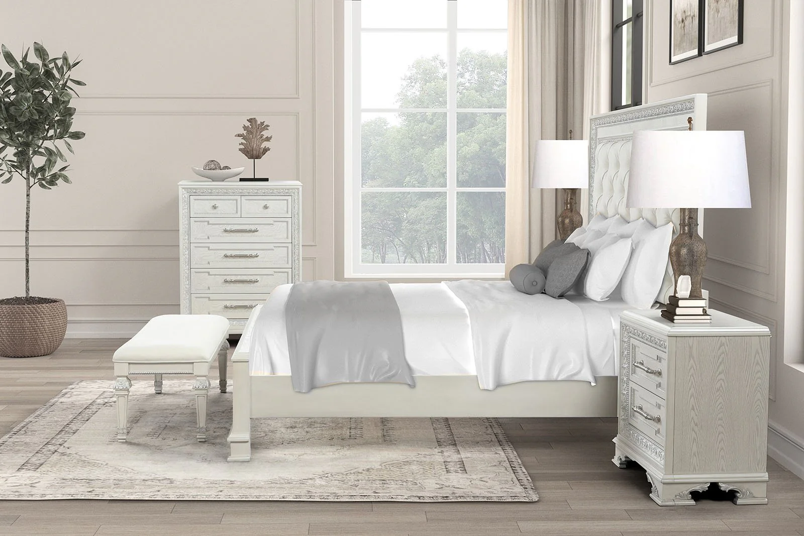 Stella Mia E.King Uph Bed, Creamy White - Image 3