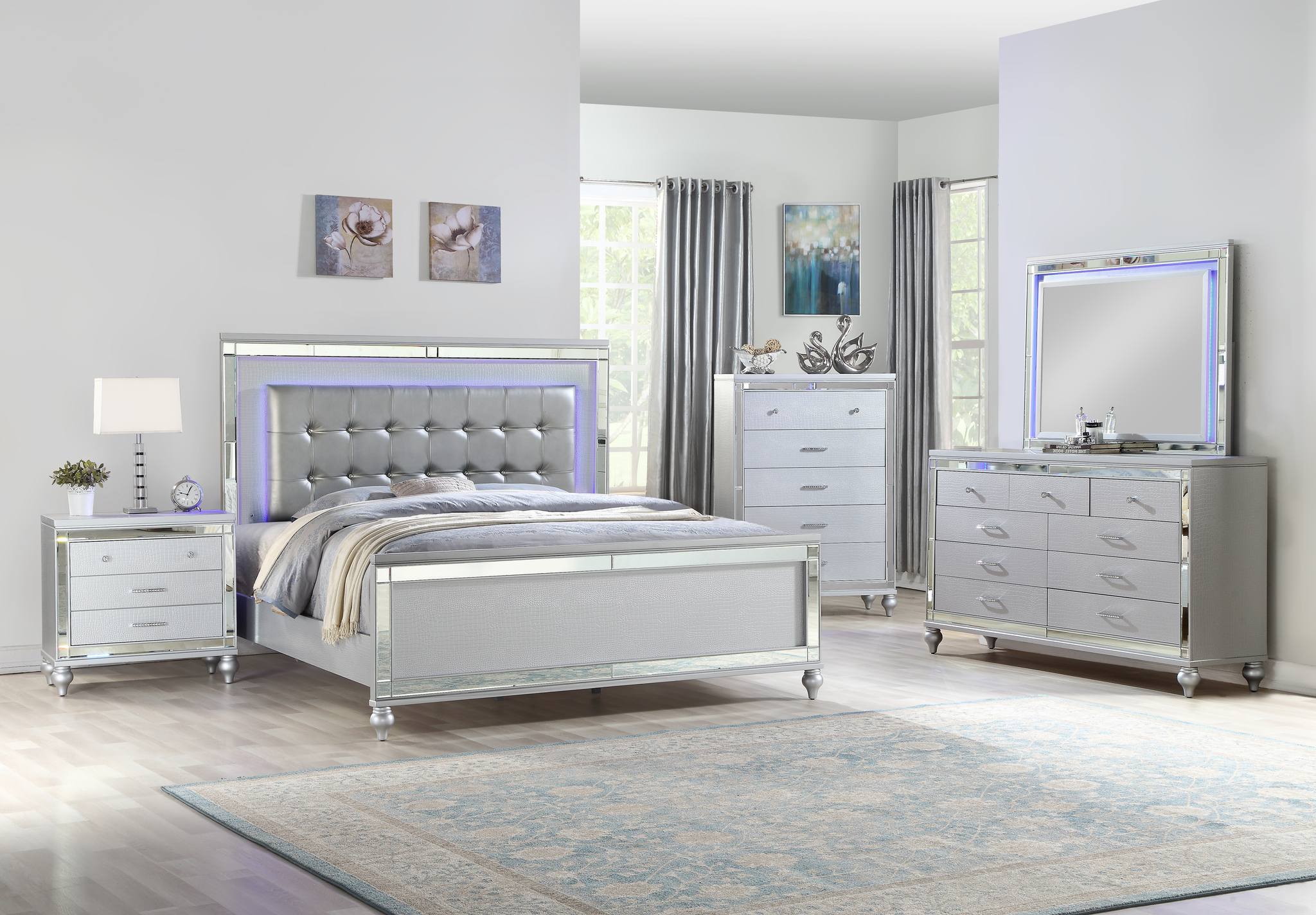 Sterling 5 Pc Full Bed Silver - Image 2