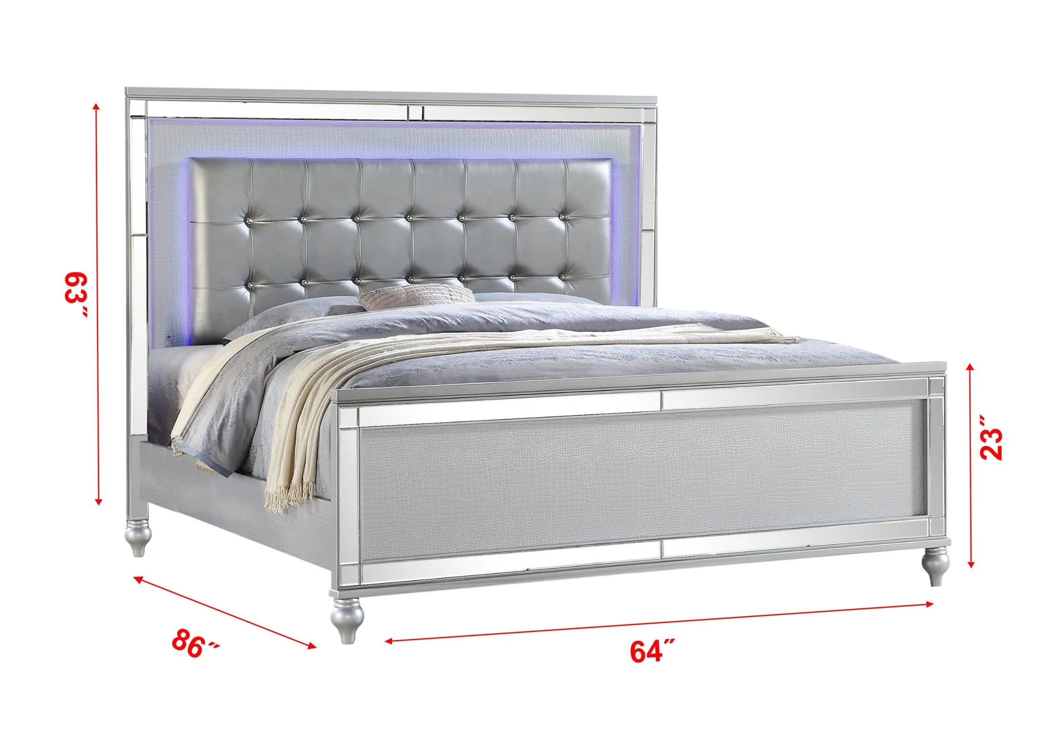Sterling Queen Bed Silver - Image 3