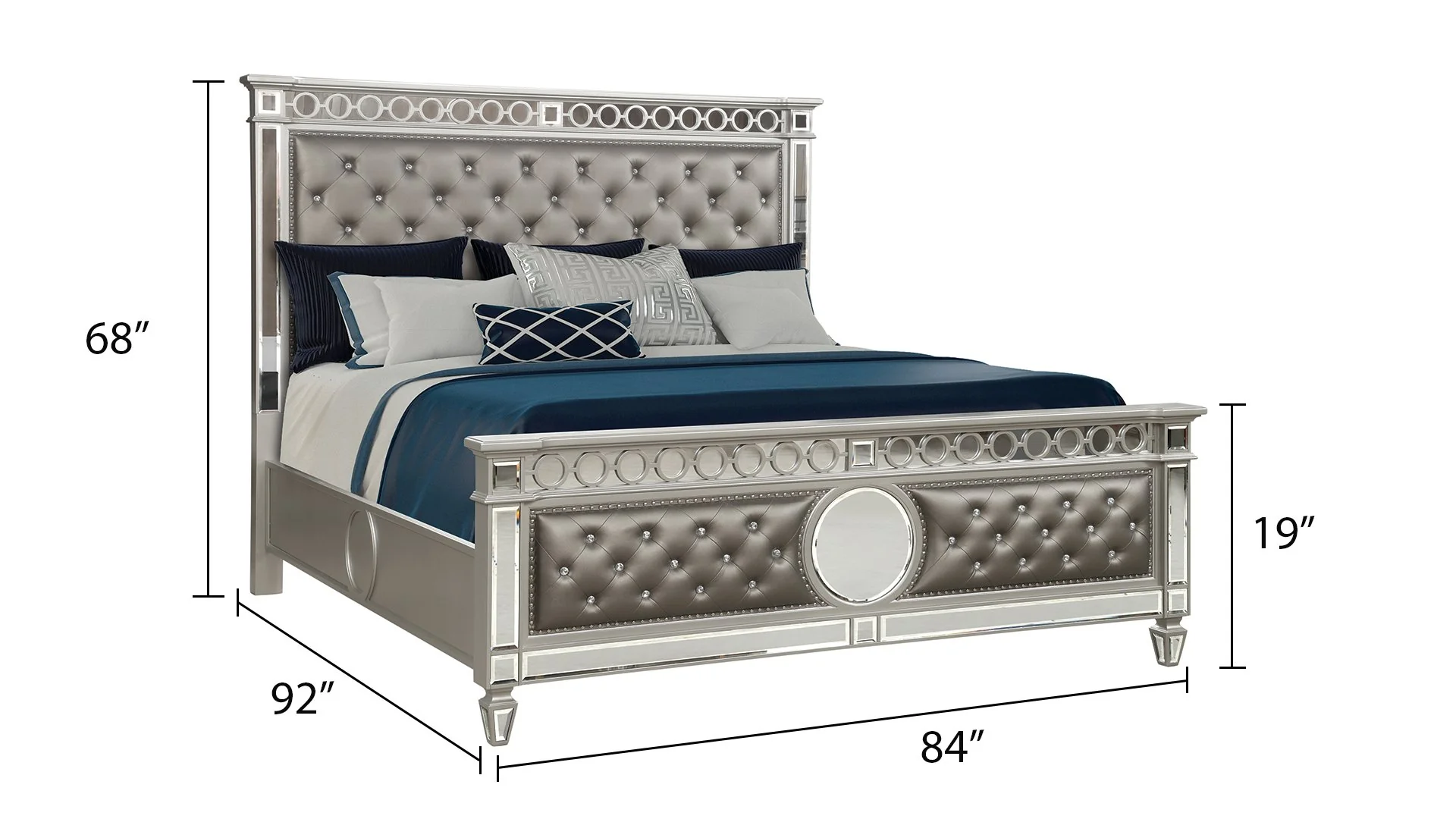 Symphony 4 Pc king Bed Silver - Image 4