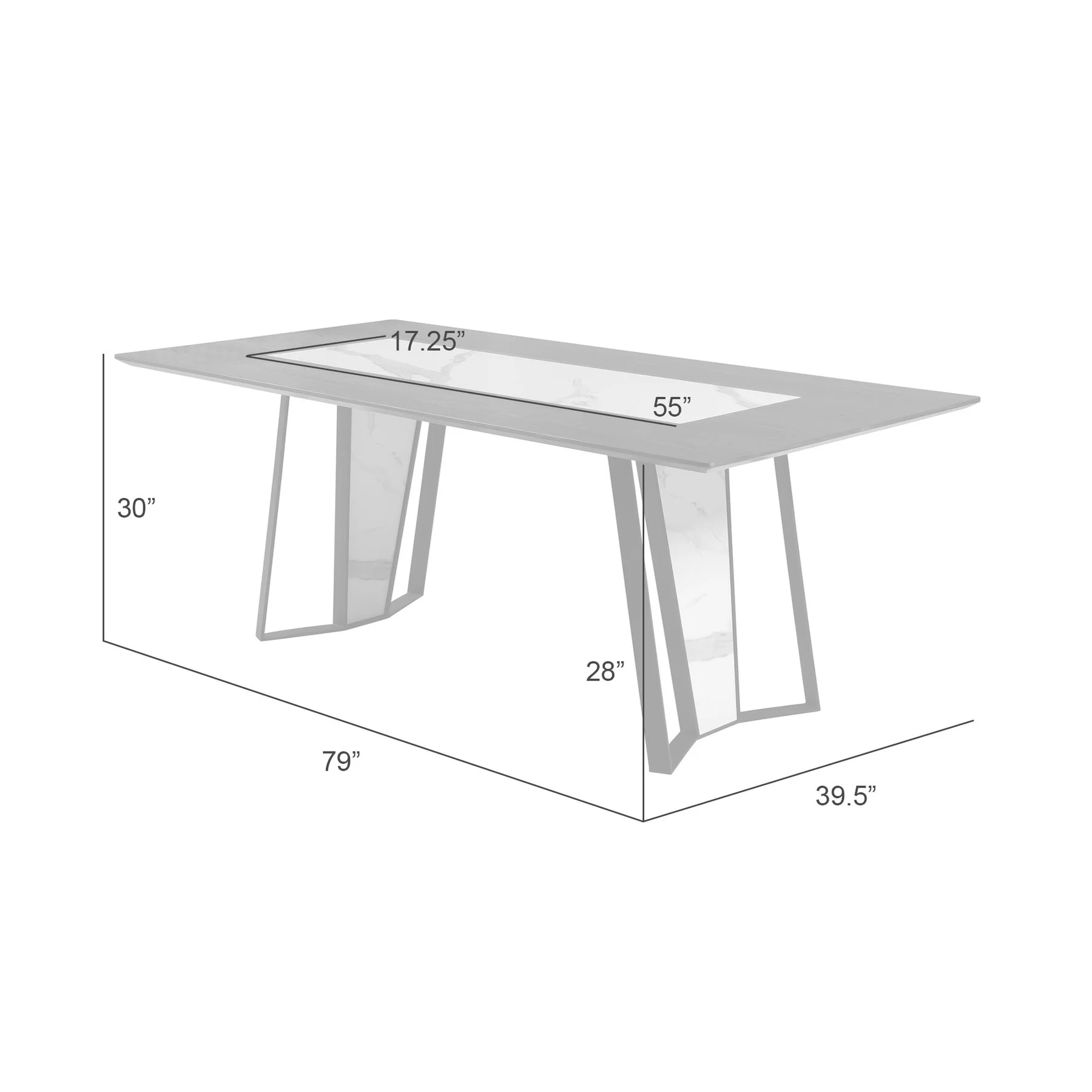Tanya Transitional 79 in. Rectangular Dining Table with Brown Wood and White Sintered Stone Table Top - Seats up to 6 - Image 9