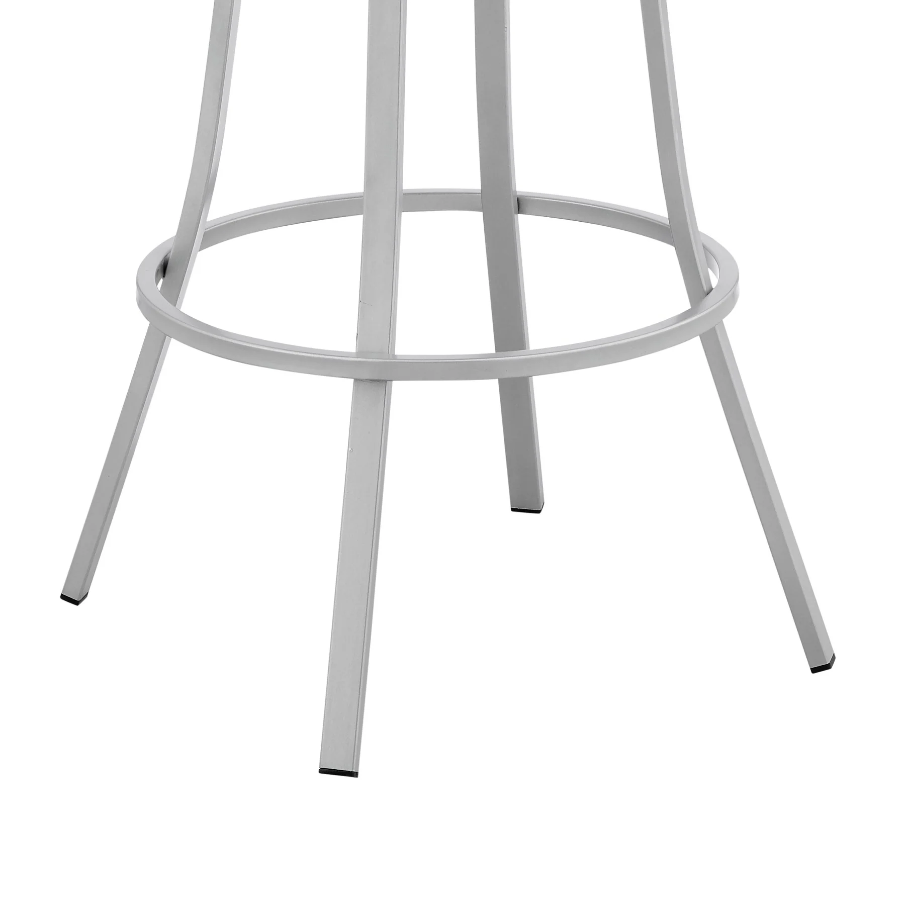 Valerie 26" Swivel White Faux Leather and Silver Metal Bar Stool - Image 8
