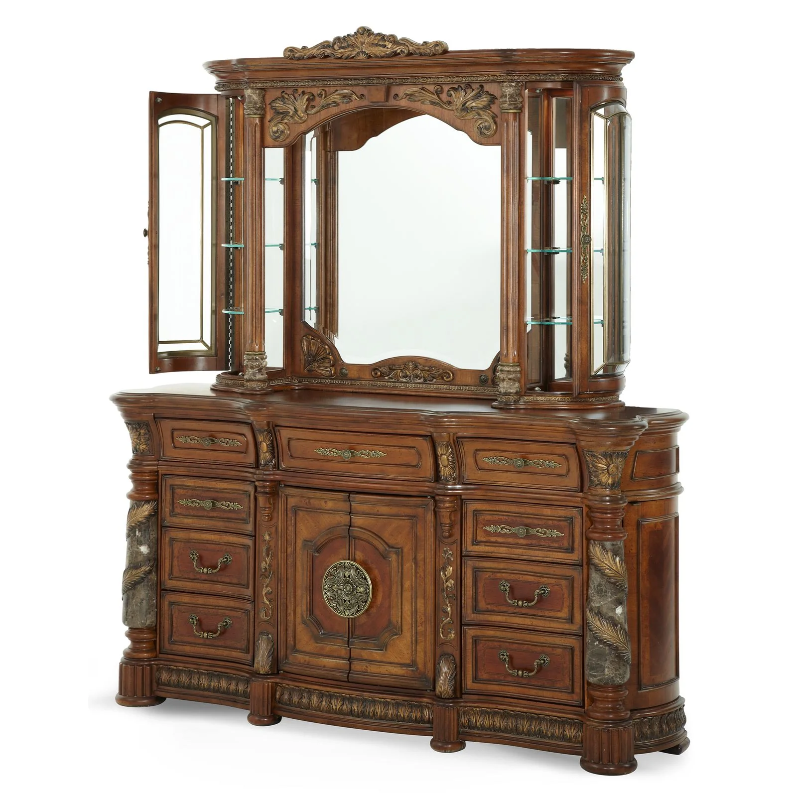 Villa Valencia Dresser with Mirror - Classic Chestnut