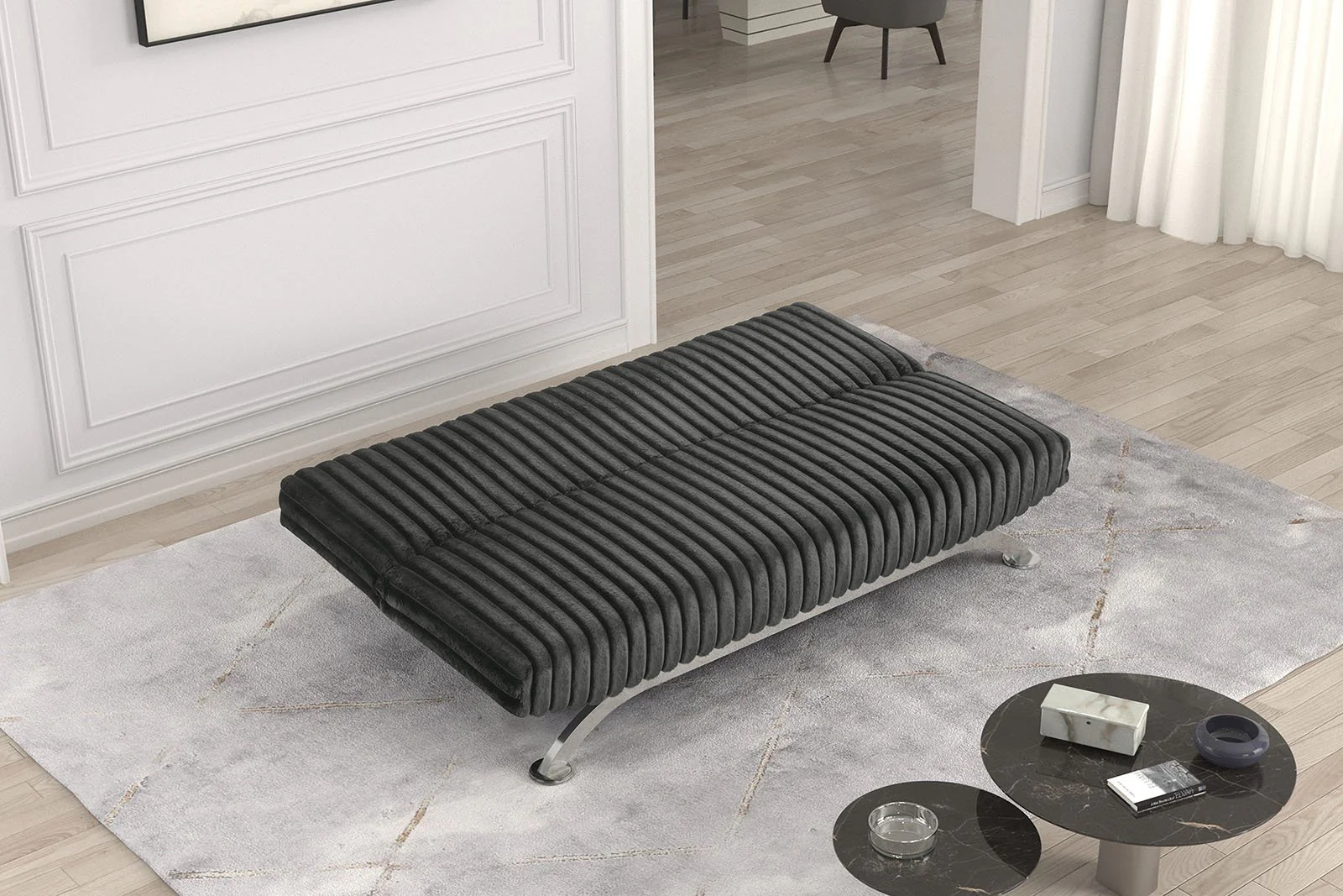 Villeneuve Futon Sofa Bed, Charcoal - Image 2