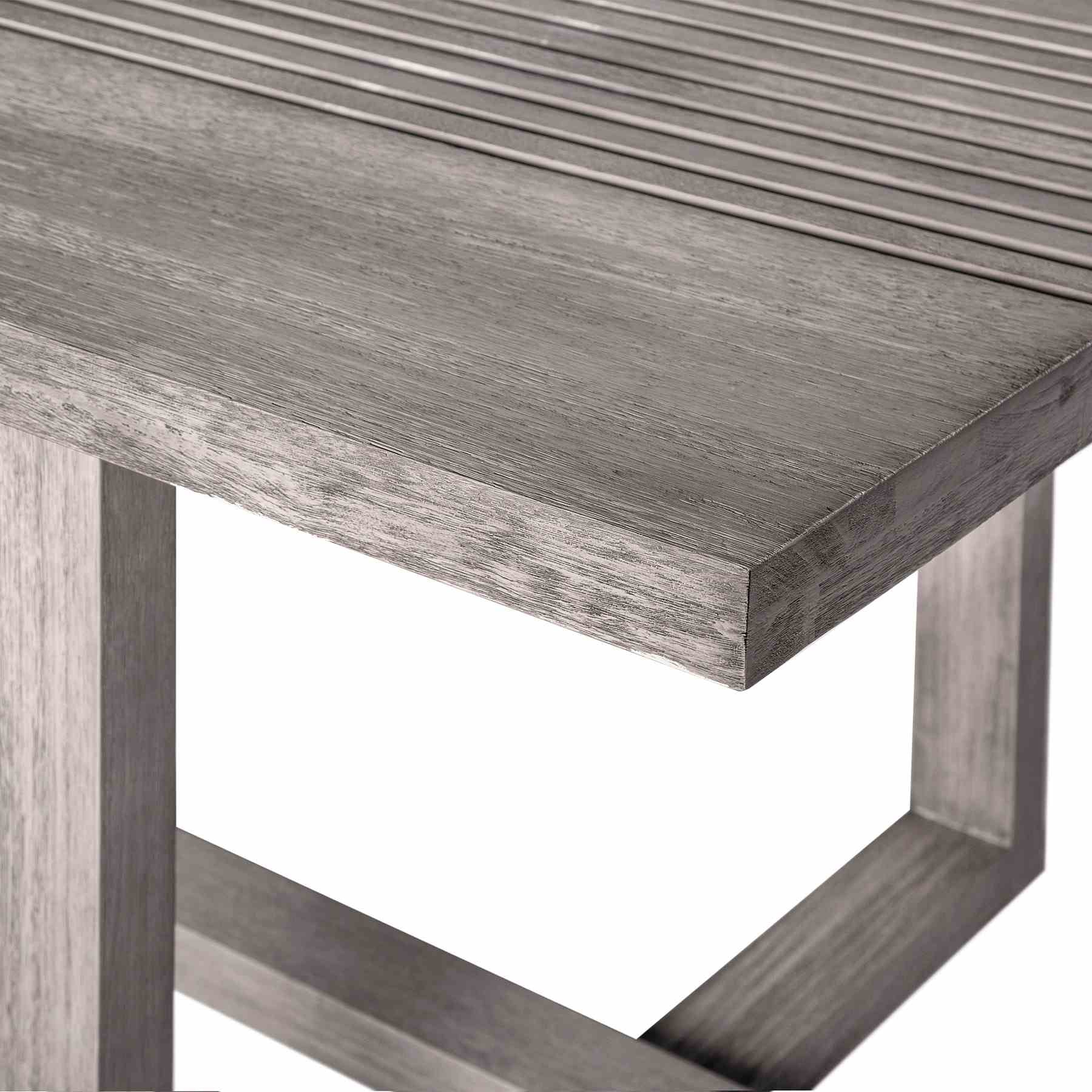 Vivid Outdoor Patio 5 Piece Dining Set in Gray Eucalyptus Wood with Gray Olefin Cushions - Image 9