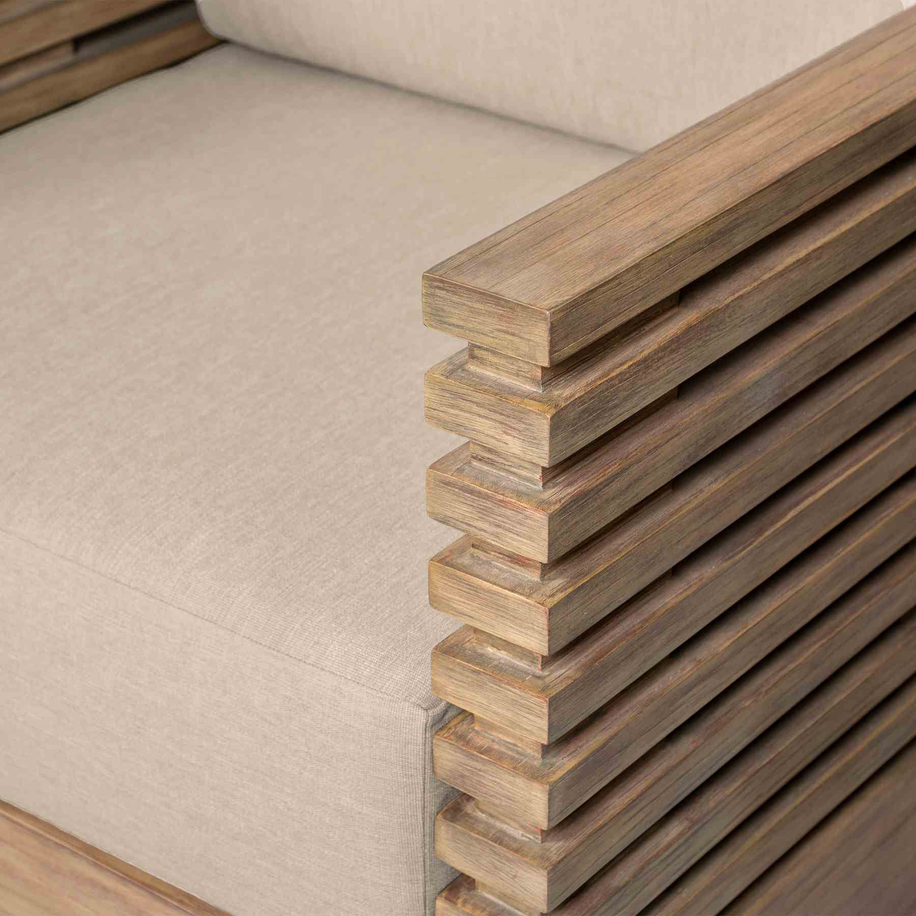 Vivid Outdoor Patio Chair in Light Eucalyptus Wood with Taupe Olefin Cushions - Image 7