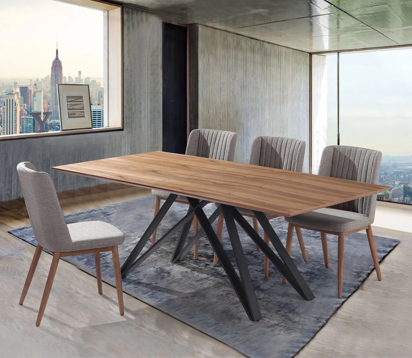 Wade Mid-Century Dining Chair in Walnut Finish and Gray Fabric - Set of 2 - Image 12