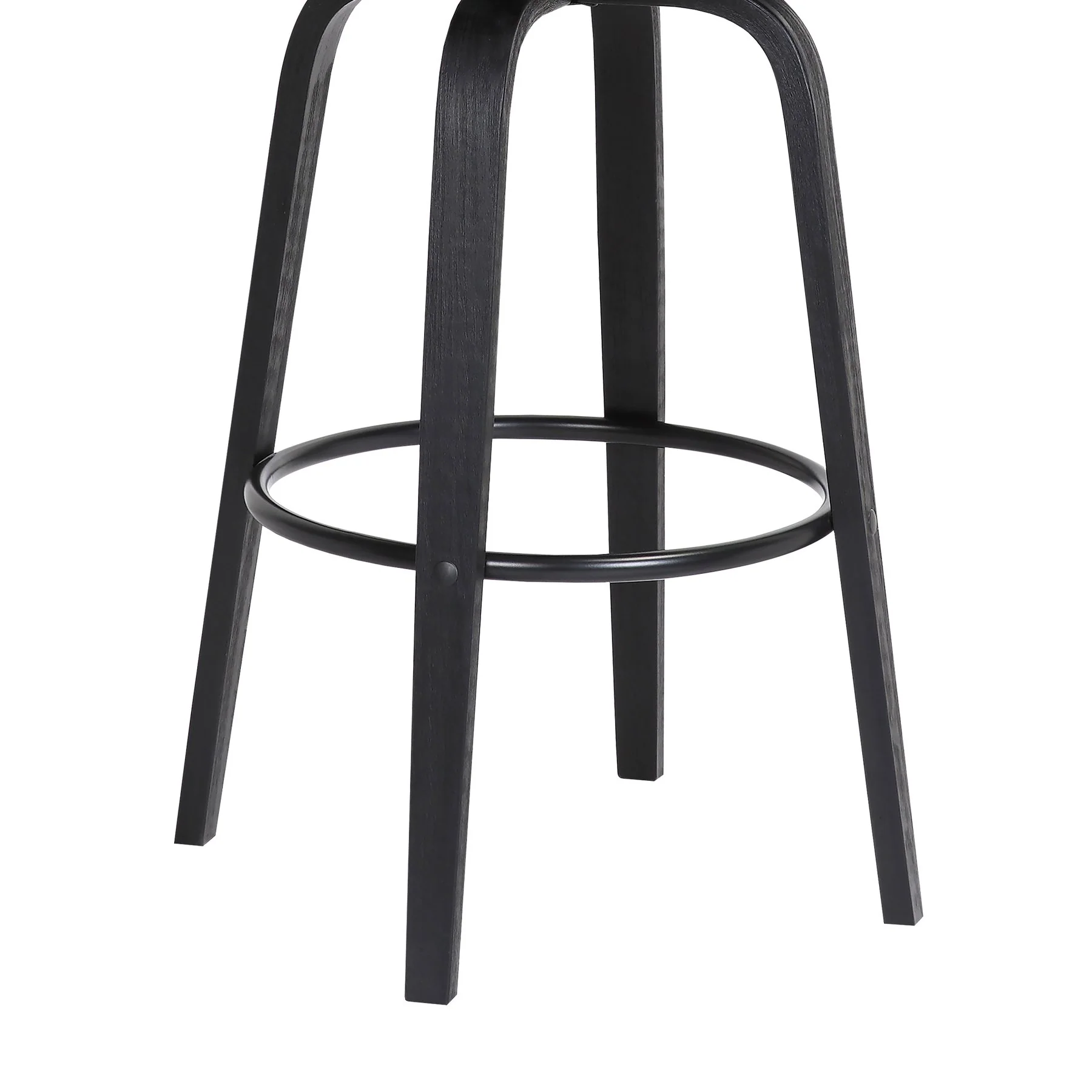 Willow 30" Swivel Black Wood Bar Stool in Gray Faux Leather with Black Metal - Image 8