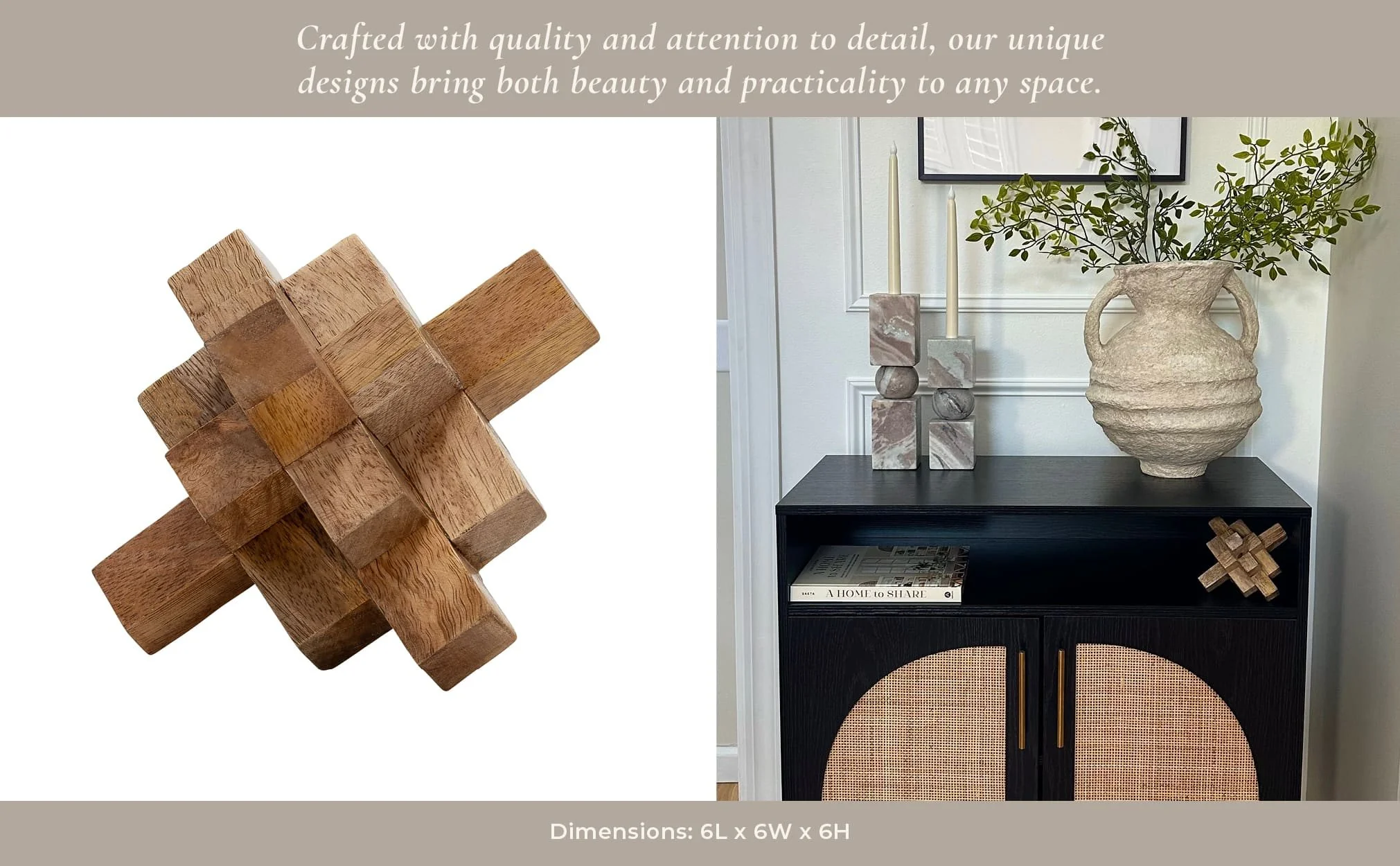 Wood, 6" Geometric Orb, Natural - Image 10
