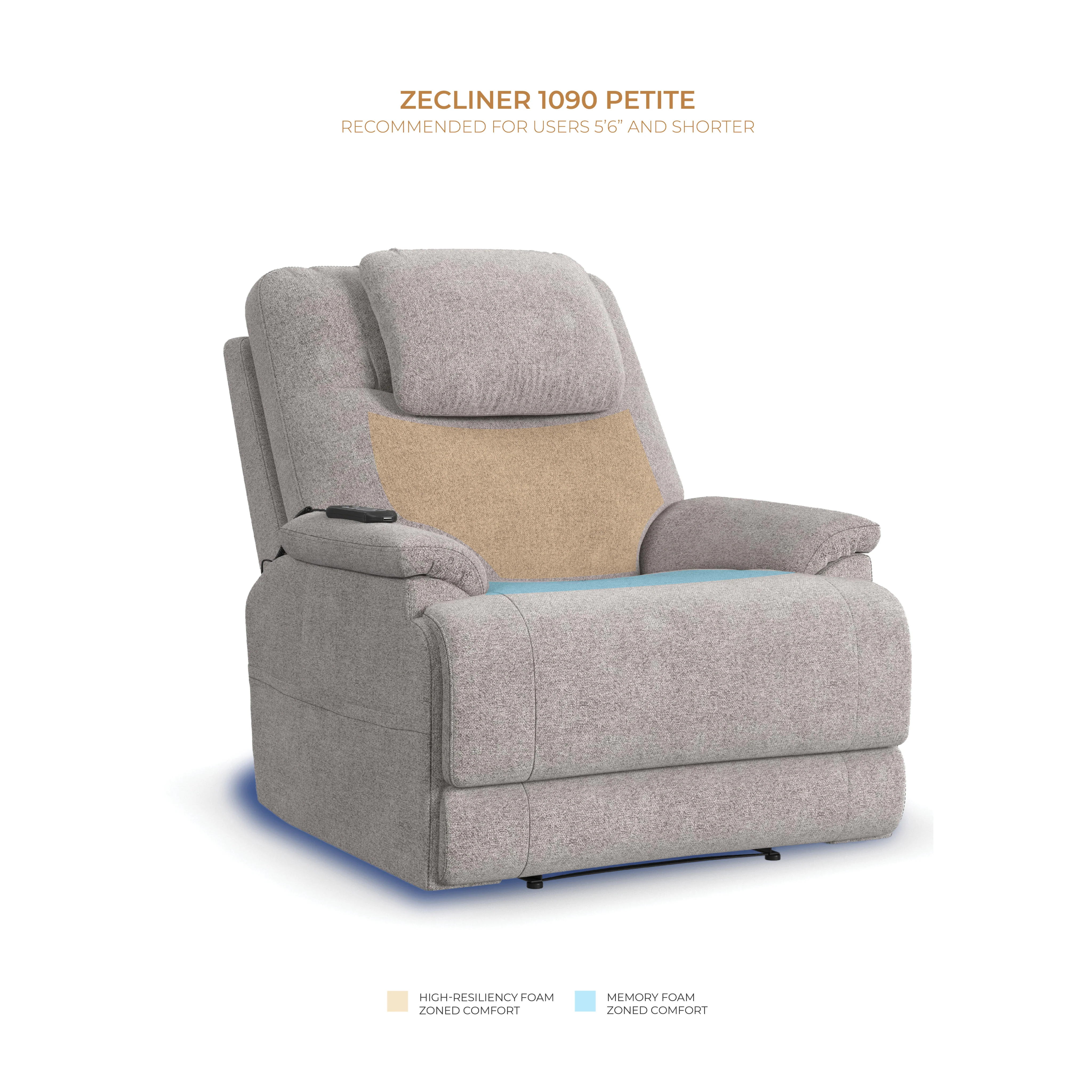 Zecliner Model 2 Petite Latitudes Power Sleep Recliner with Power Headrest & Lumbar - Image 7