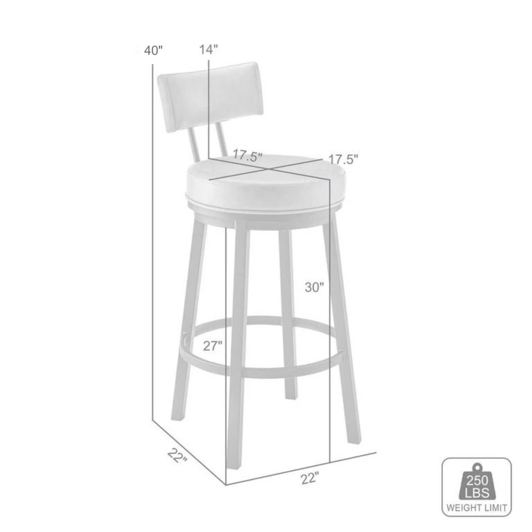 Zelda Swivel Bar Stool in Cloud Finish with White Faux Leather - Image 9